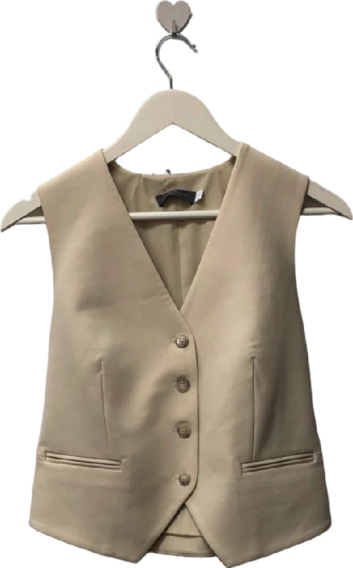 Mint Velvet Beige Button Front Waistcoat UK 10