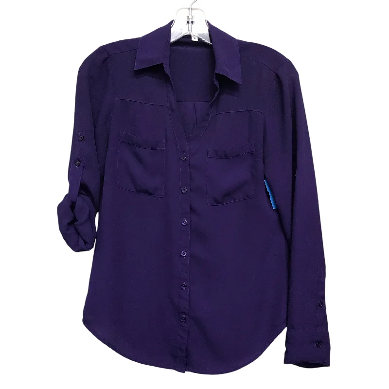 Blouse Ls By Express In Purple, Size:Xs