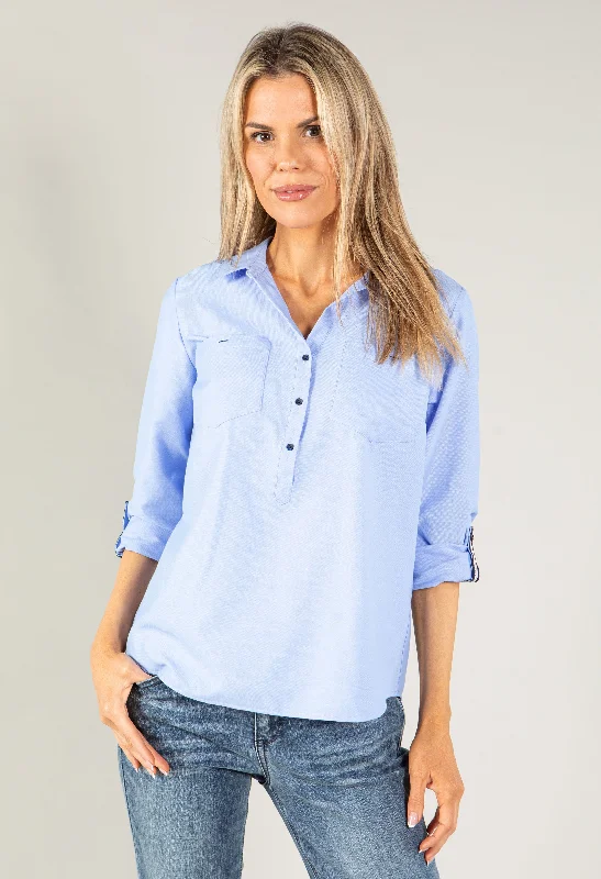 Relaxed Fit Half Buttoned Shirt