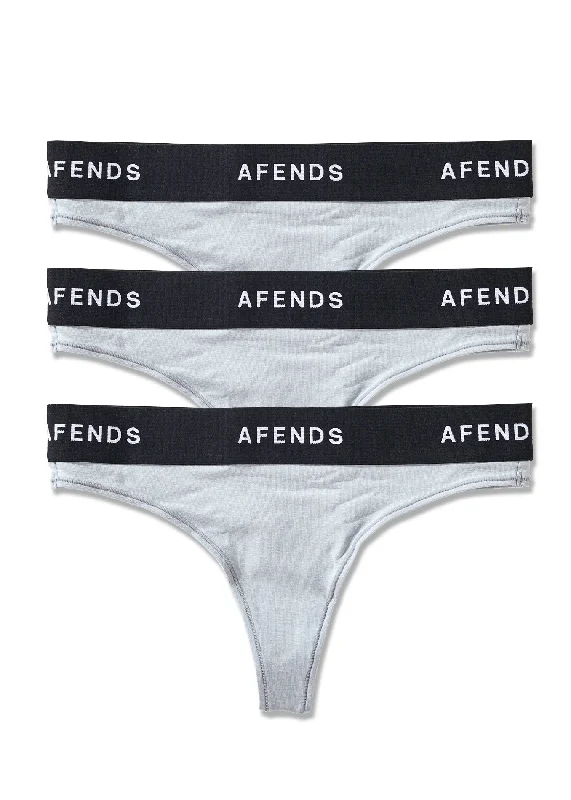 AFENDS Womens Molly - G-String Briefs 3 Pack - Shadow