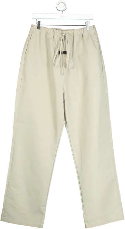 Fear of God Essentials Beige Relaxed Cotton Blend Trousers UK L