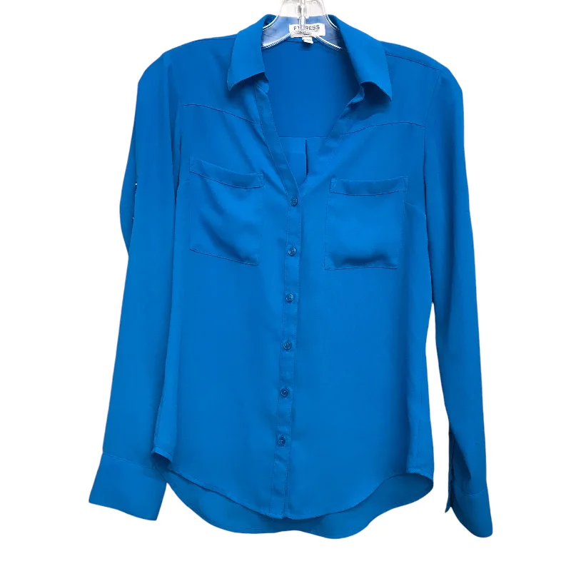 Blouse Ls By Express In Teal, Size:Xs