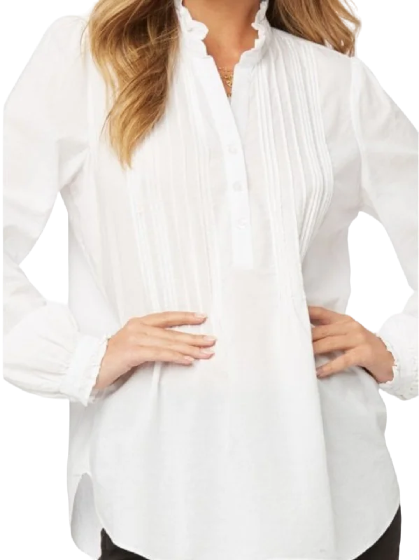 NYDJ White cotton classic Pintuck Blouse  UK XS