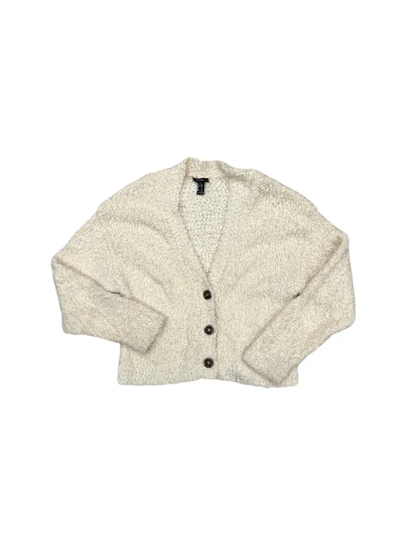 Cardigan By Forever 21 In Ivory, Size: L