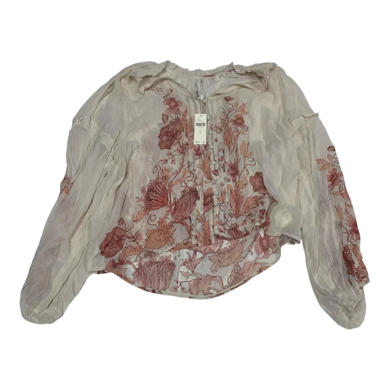 Blouse Long Sleeve By Florence Balducci In Cream & Pink, Size: M