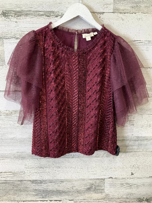 Blouse Short Sleeve By Let Me Be In Maroon, Size: Xs