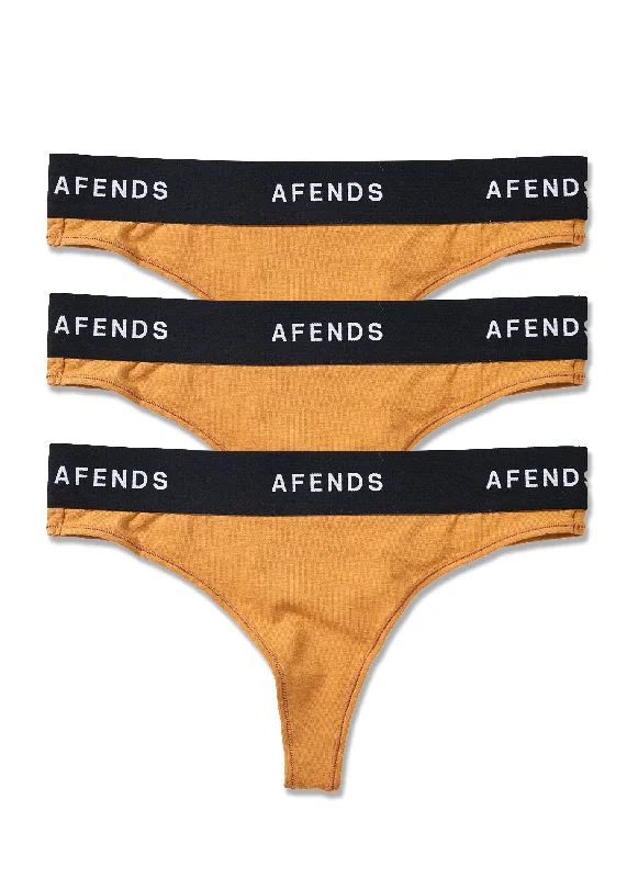 AFENDS Womens Molly - G-String Briefs 3 Pack - Chestnut