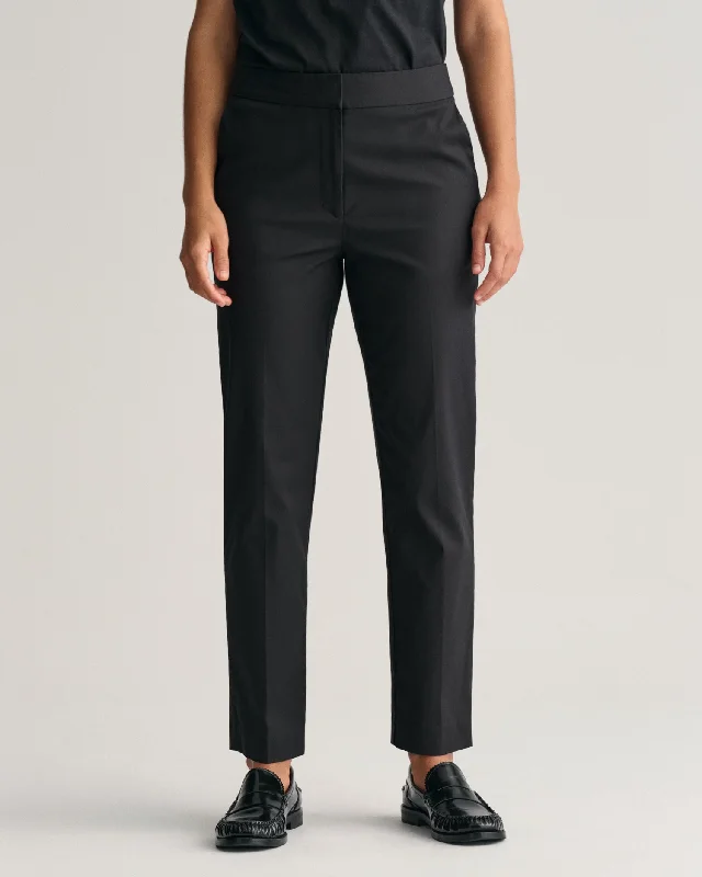 Gant Women Black Solid Mid-Rise Slim Fit Corduroy Trouser