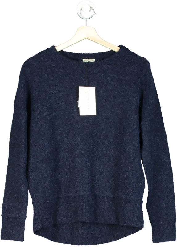 By Malene Birger Navy Soft Mohair Navy Dip Back Pullover UK XXS