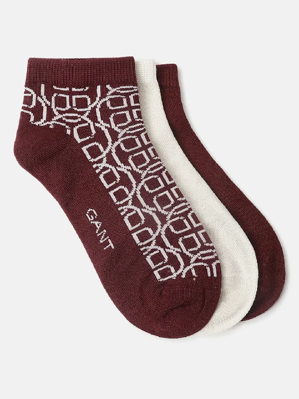 Gant Women Red Patterned Ankle Length Socks (Pack of 3)