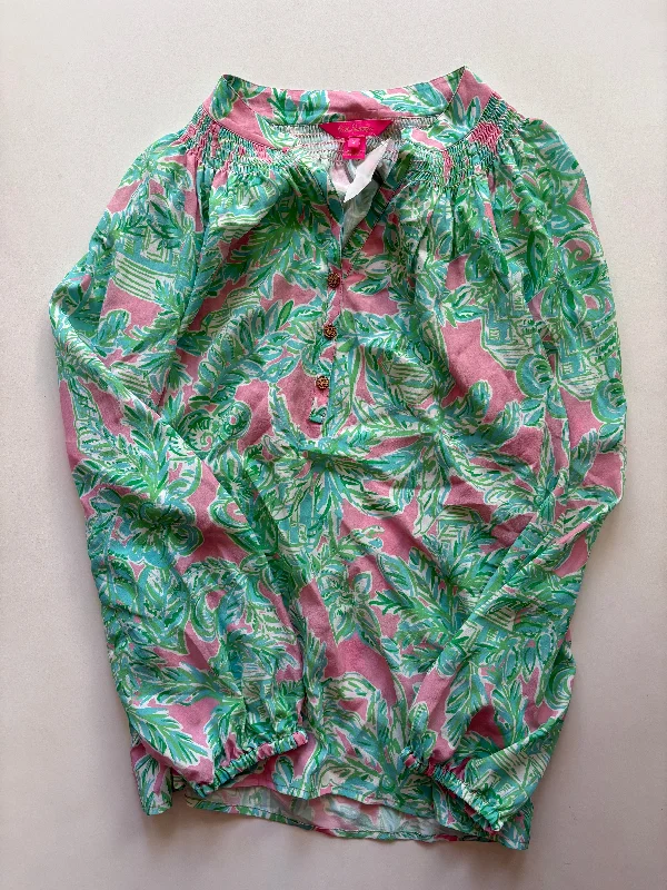 Blouse Long Sleeve By Lilly Pulitzer In Multi-colored, Size: S