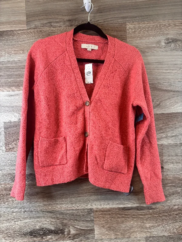 Sweater Cardigan By Loft In Orange, Size: M