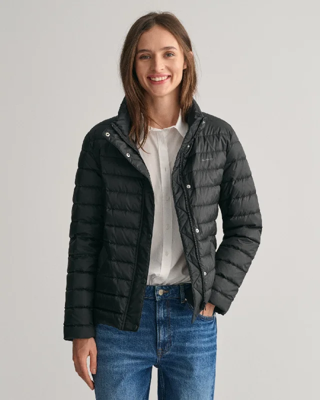 Gant Women Black Solid Stand Collar Full Sleeves Puffer Jacket