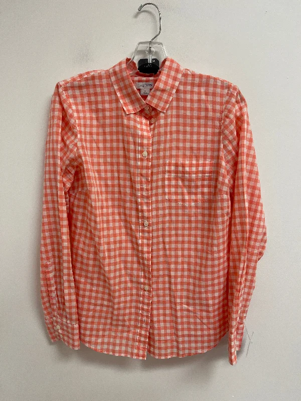 Blouse Long Sleeve By J. Crew In Pink & White, Size: S