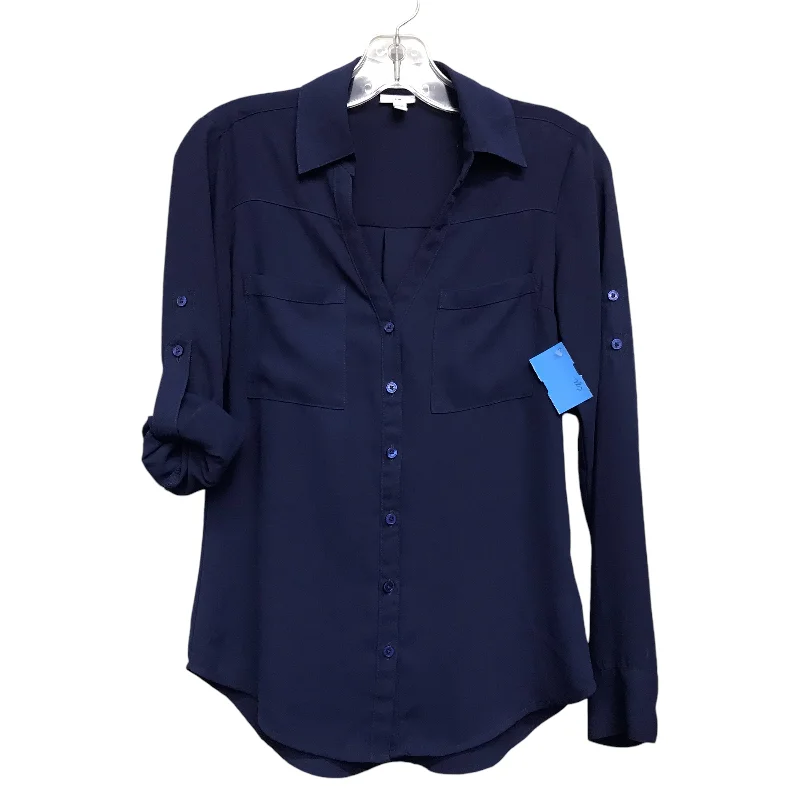 Blouse Ls By Express In Navy, Size:Xs