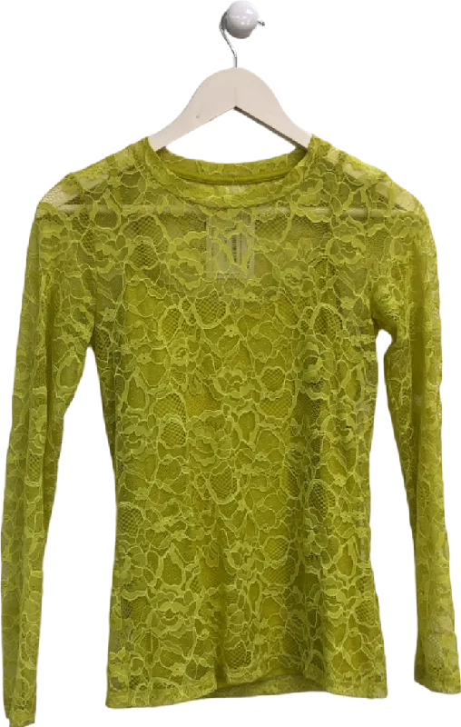 Finery Yellow Lace Long Sleeve Top UK 6