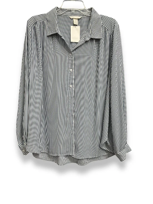 Blouse Long Sleeve By H&m In Striped Pattern, Size: Xl