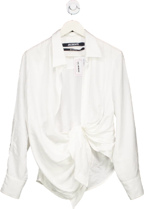 Jacquemus White Le Raphia Draped Shirt EU 38 UK 10