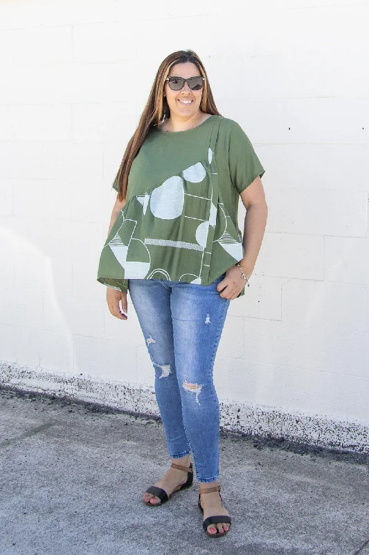 Olive - Geo Frill Tee