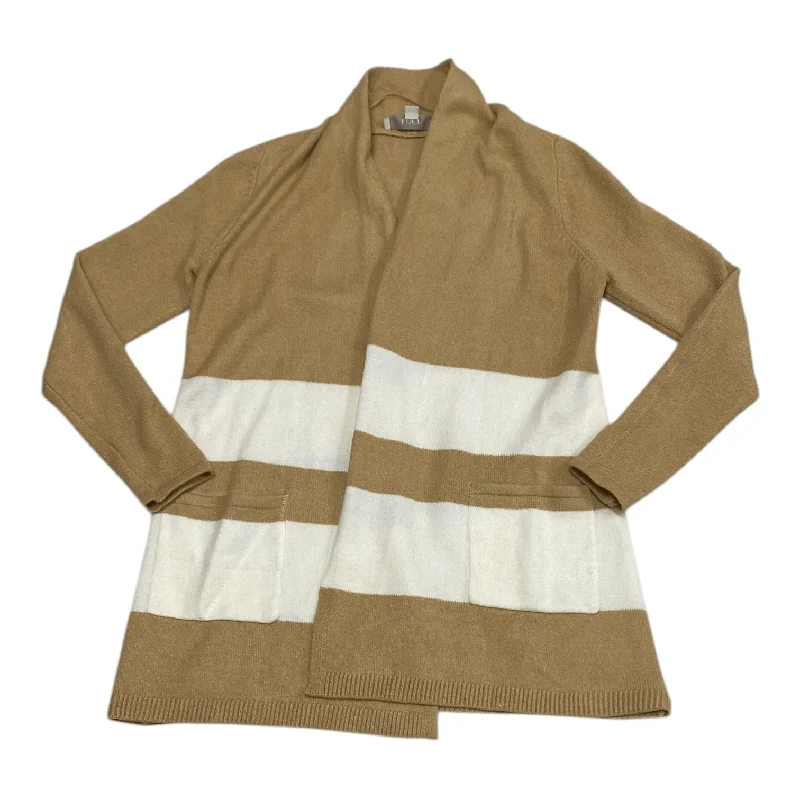 Sweater Cardigan By Loft In Tan & White, Size: Xsp