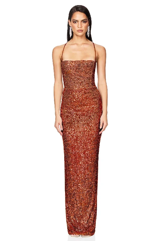 Nookie Lumina Lace Back Gown - Toffee