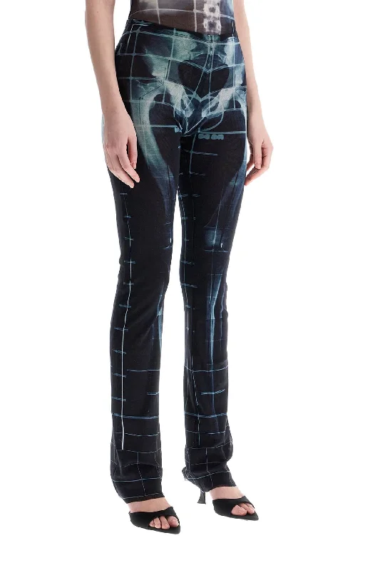 Jean Paul Gaultier Black Polyamide Pants With Skeleton Print