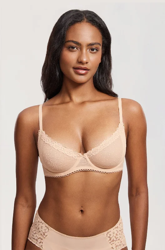 Sheer Mesh Lace Demi Bra