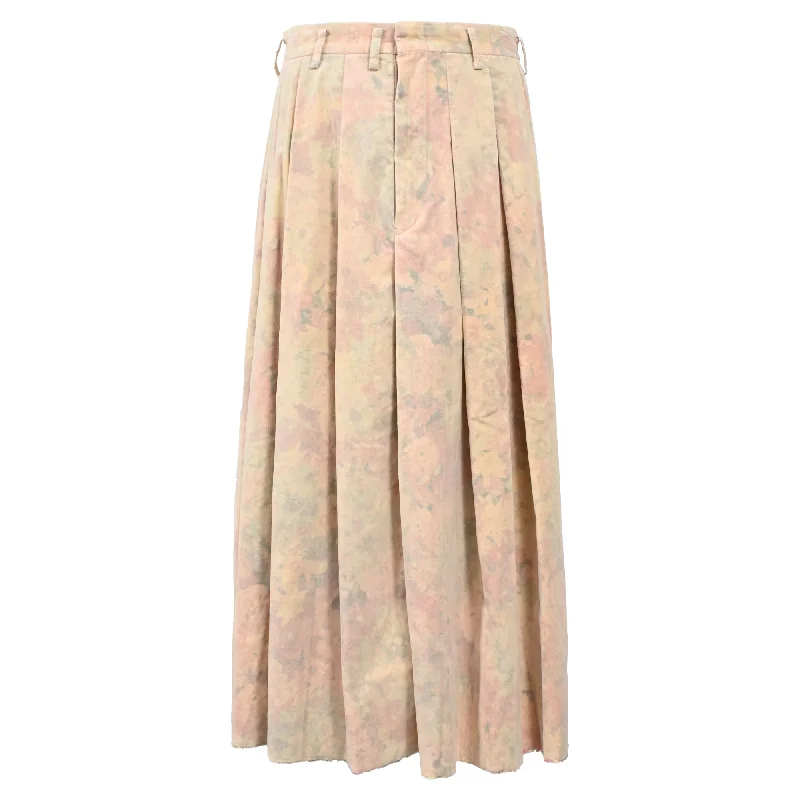 Comme des Garçons Pleated Midi Skirt in Floral Print Cotton