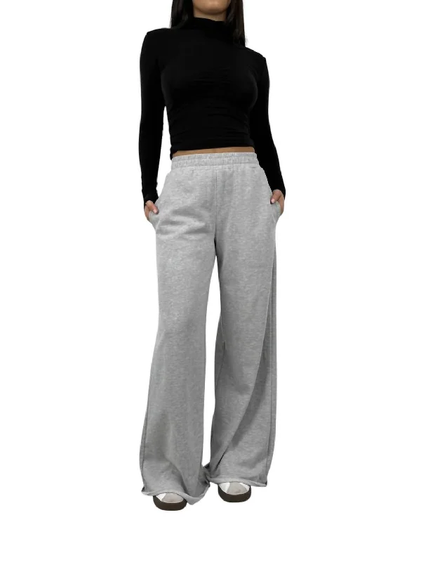 Wide Leg Relaxed Sweatpants In Grey