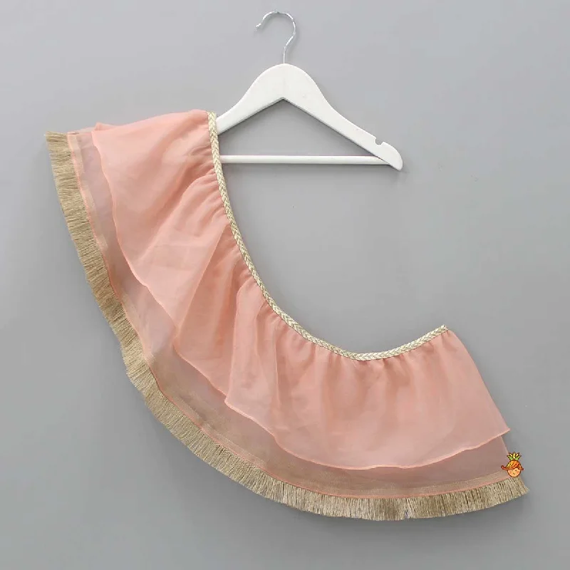 Round Layered Peach Dupatta