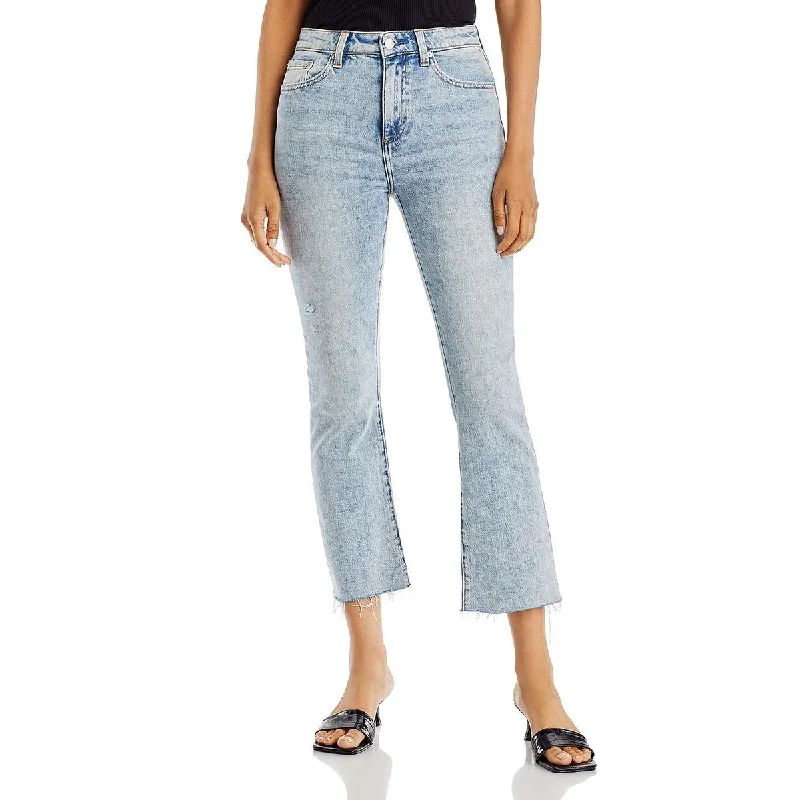 Lennon Womens High Rise Released Hem Cropped Jeans