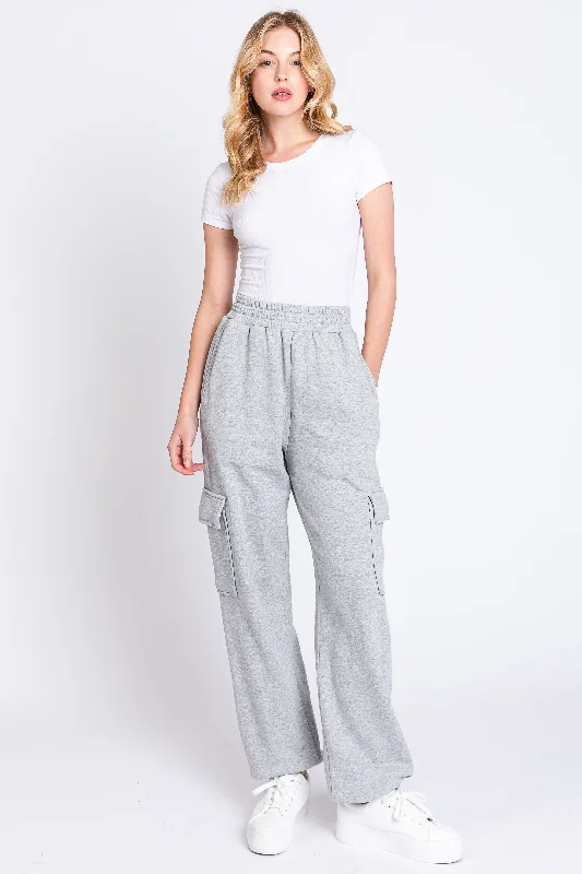 Heather Grey Fleece Cargo Sweatpants