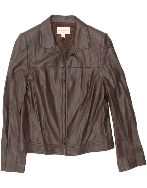 GLORIA ESTELLES Womens Leather Jacket EU 44 XL Brown