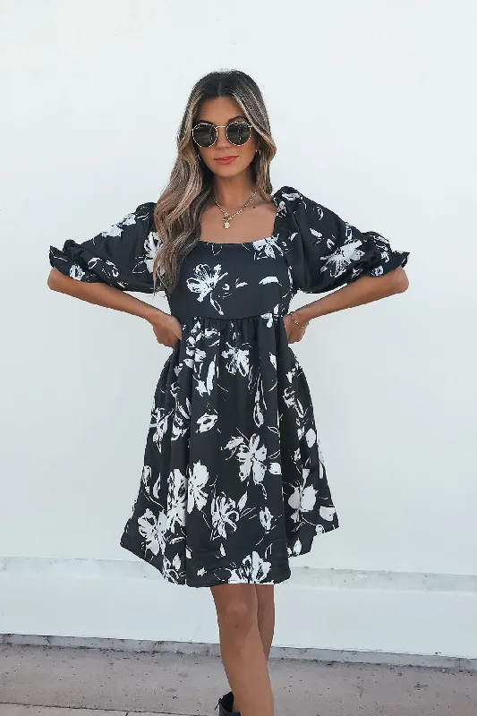 Stacey Black Floral Mini Dress - FINAL SALE