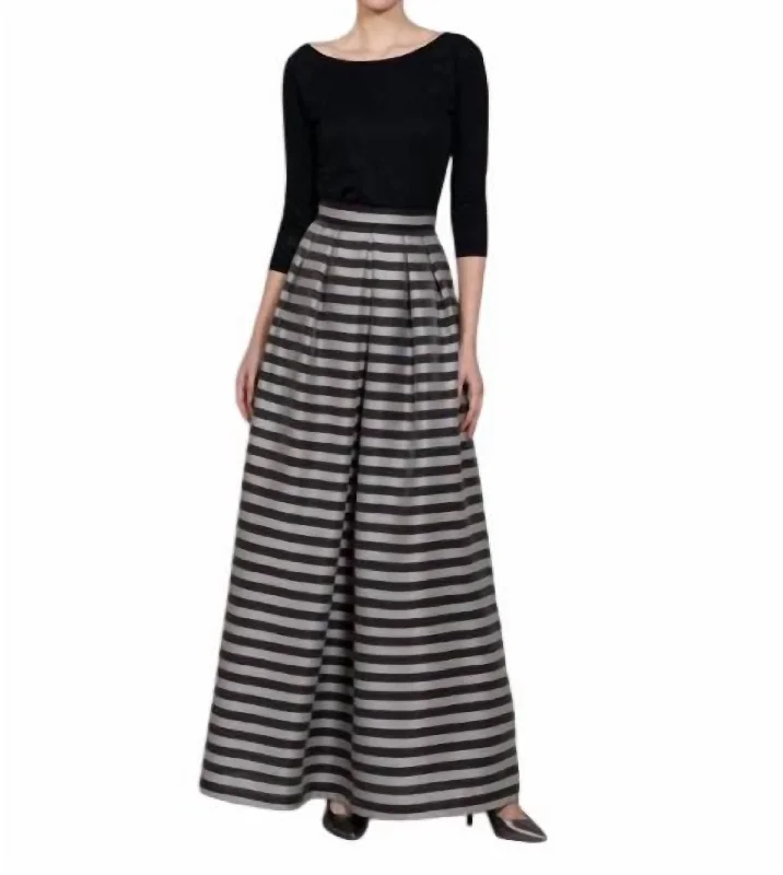 Full Length Skirt In Black Taupe