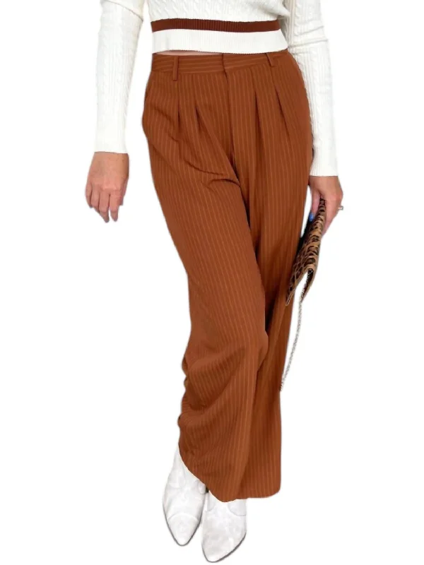 Established Pinstripe Trouser Pants In Rust