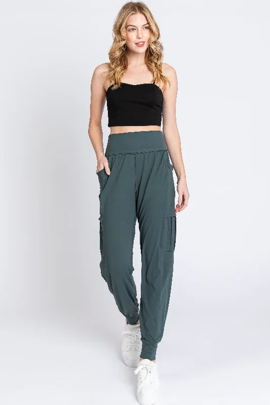 Forest Green Cargo Pocket Jogger Pants