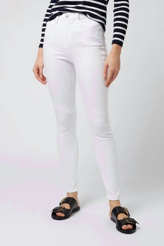 High Rise Denim Jamie Moto Skinny Jeans In White