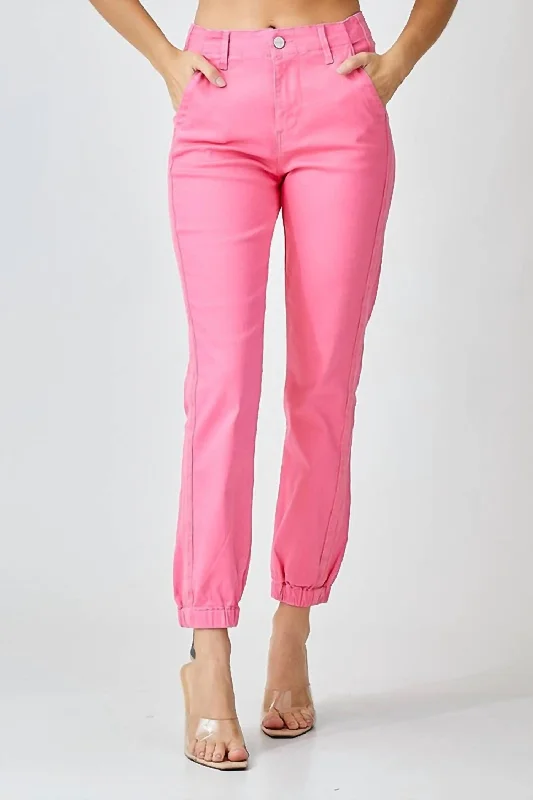 High Rise Jogger Jeans In Pink