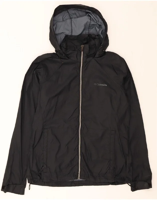 COLUMBIA Womens Hooded Rain Jacket UK 16 Large Black Nylon