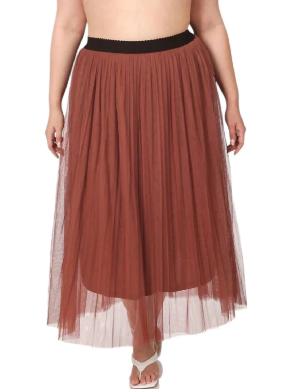 Pleaded Tulle Skirt - Plus In Brick