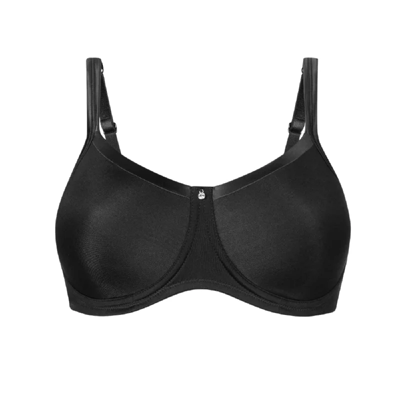 AMOENA LARA SATIN PADDED WIRE-FREE BRA - BLACK