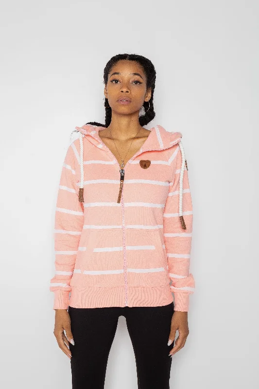 Hera Print Peachy Stripe Full-Zip Hoodie