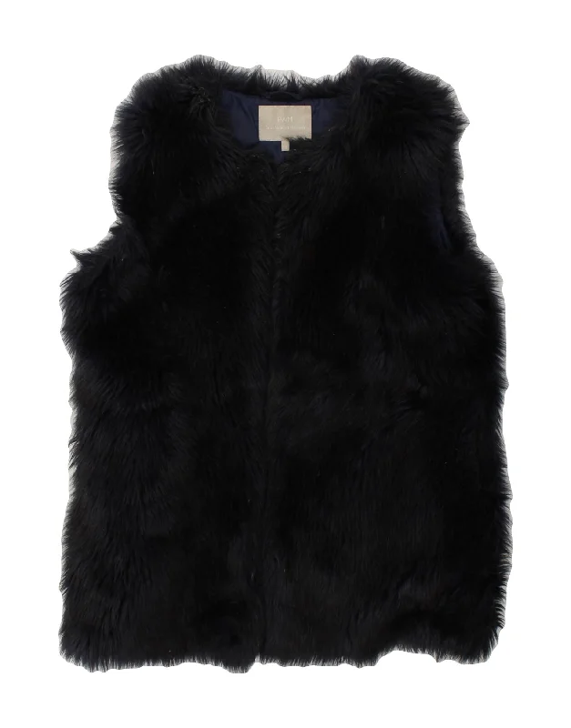 FENN WRIGHT MANSON Womens Faux Fur Gilet UK 14 Medium Navy Blue Acrylic