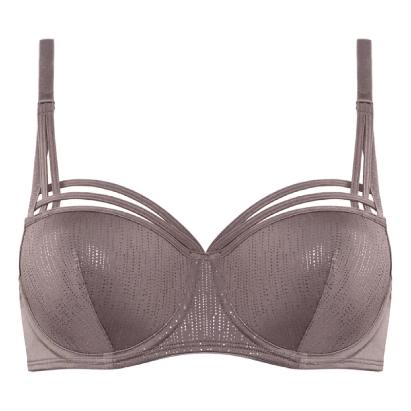 MARLIES DEKKERS DAME DE PARIS PADDED BALCONY BRA - PLUM TRUFFLE BROWN