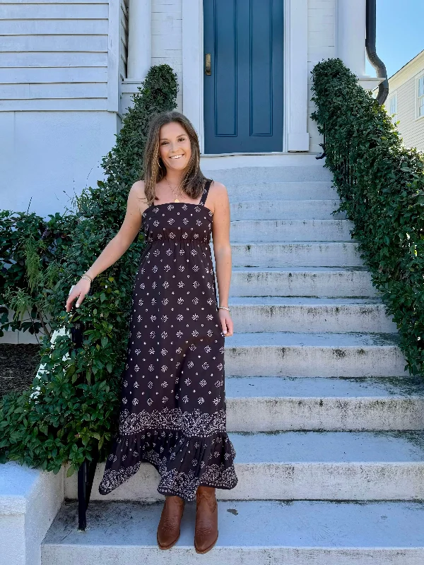 Lucy Maxi Dress Brown Bandana