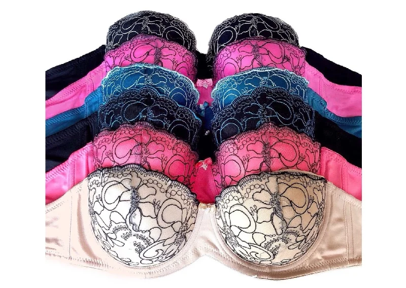 Scalloped Floral Contrast Decorative Bras