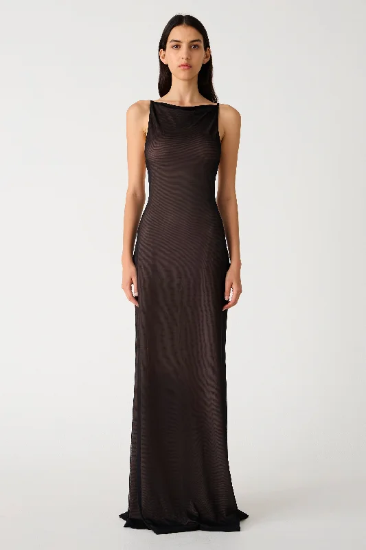 Misha Nina Mesh Gown - Black