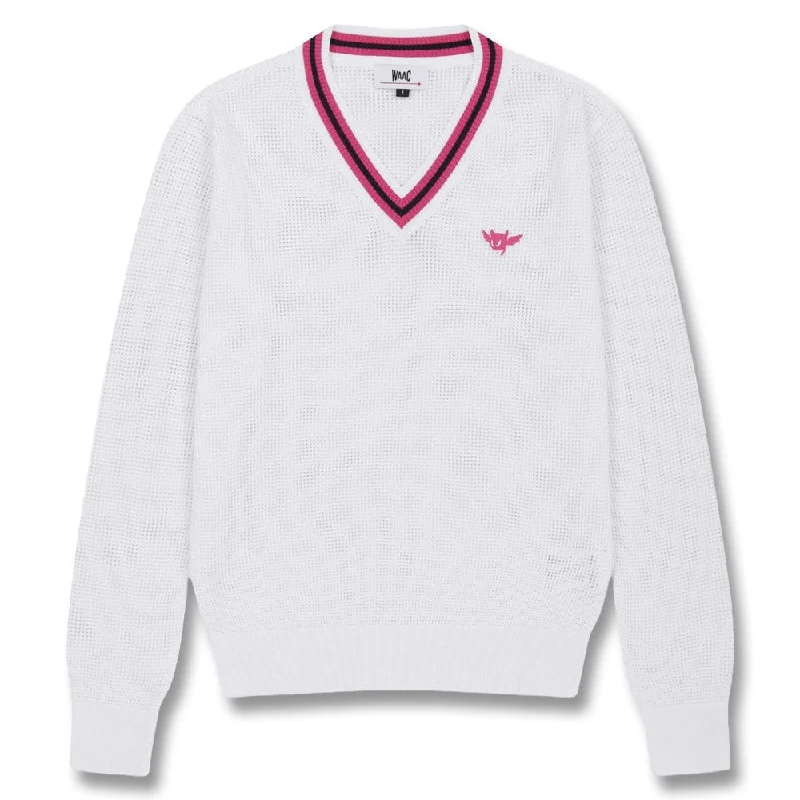 WAAC Mesh V-Neck Golf Sweater White - FW24 Women