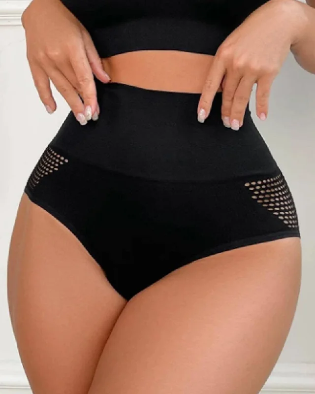 Damen Nahtloser Shapewear Slip mit hoher Taille Sexy Ausgehöhlter Unterwäsche